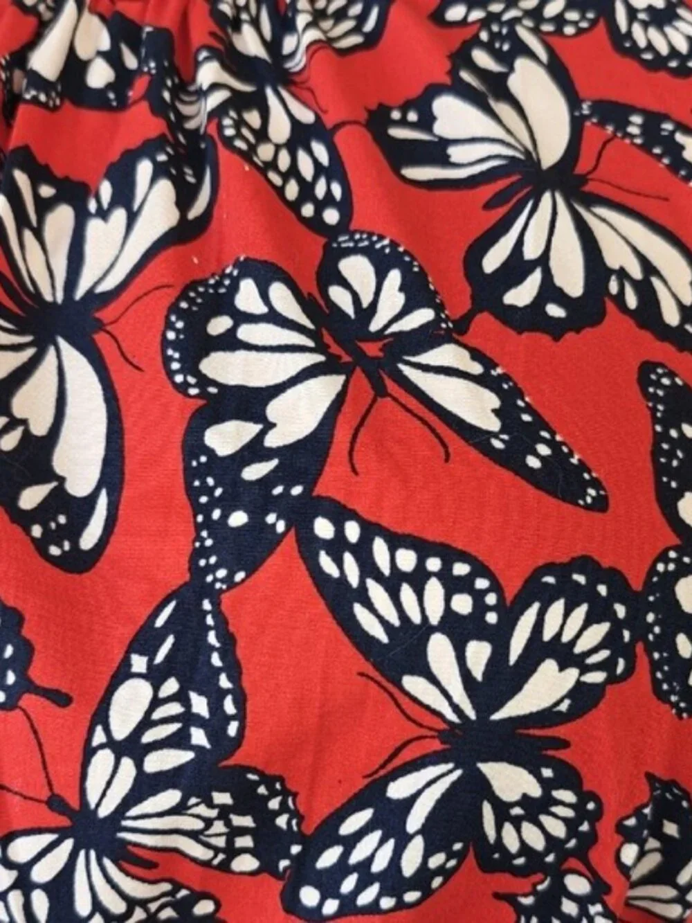 Kate Spade XL Dress Red Butterfly 🦋 Print Blake Flutter Sleeves Smocked Waist